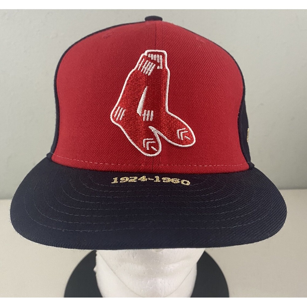 Boston Red Sox New Era 59fifty Cooperstown Timeline MLB Size 7 1/8 Hat Navy Red